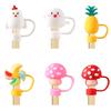 Set of 6 Silicone Drink Caps Dustproof Cartoon Straw Cover Straw Plug Simple Silicone Straw Tip Cover for Straw Use