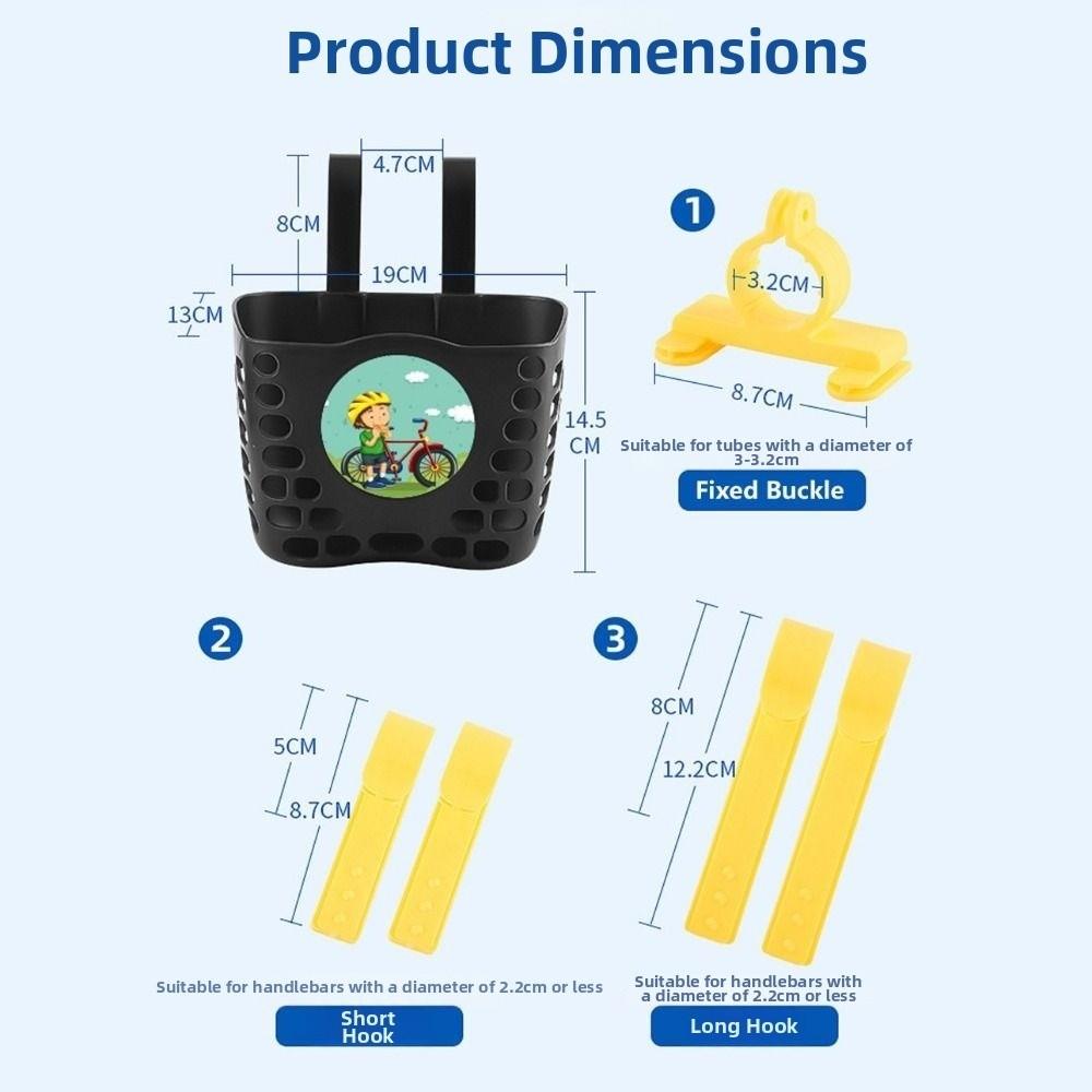 Cartoon Patten Children Kids Basket Plastic Student Front Basket Bike Carrier Bag Bike Accessories