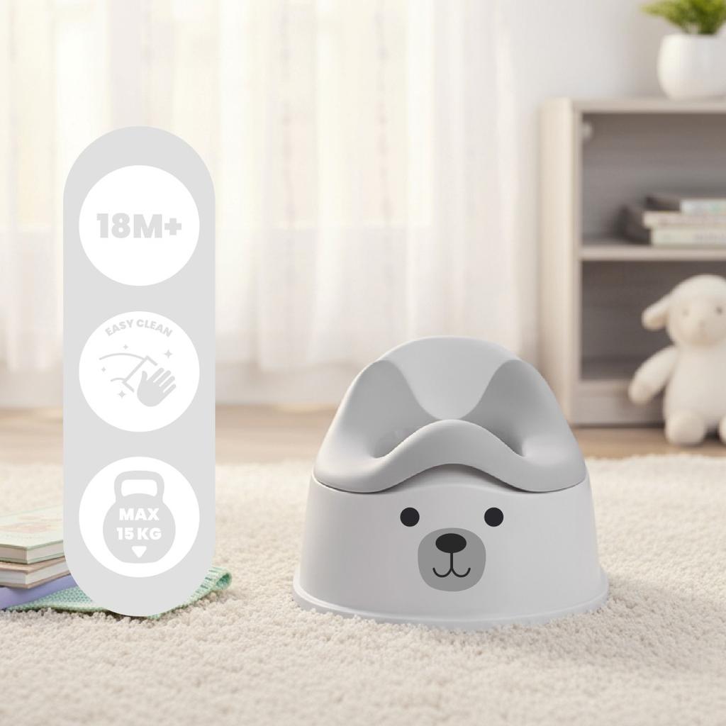 Non-slip Potty for Children with Removable Insert Stable Bear Stickers Gray White Sun Baby