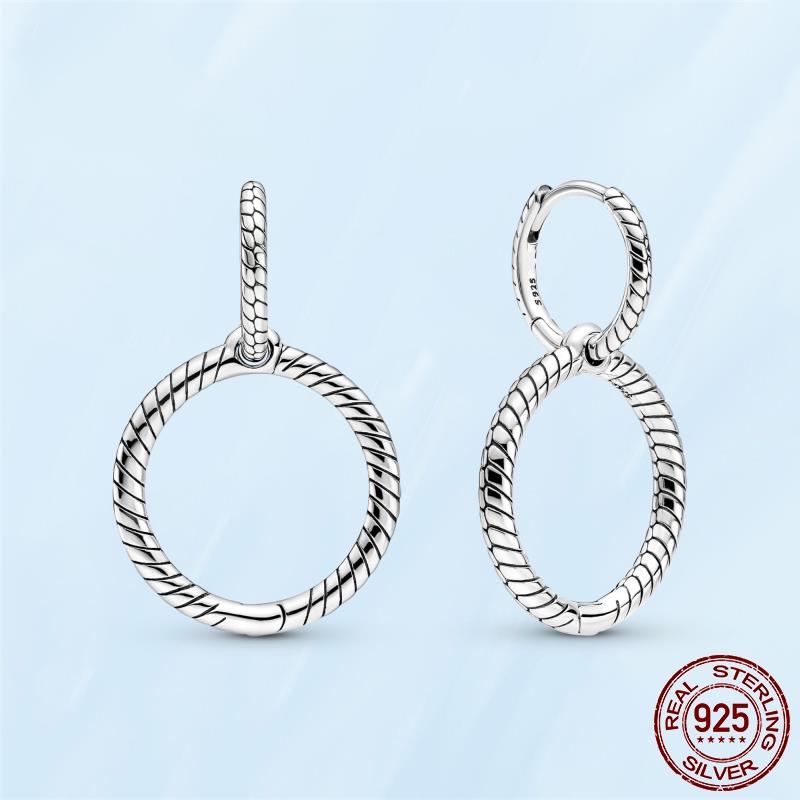 Real Original 925 Sterling Silver Daisy Flower Feather Hoop Heart Stud Earrings Fit Women Fashion Jewelry Engagement Party Gift