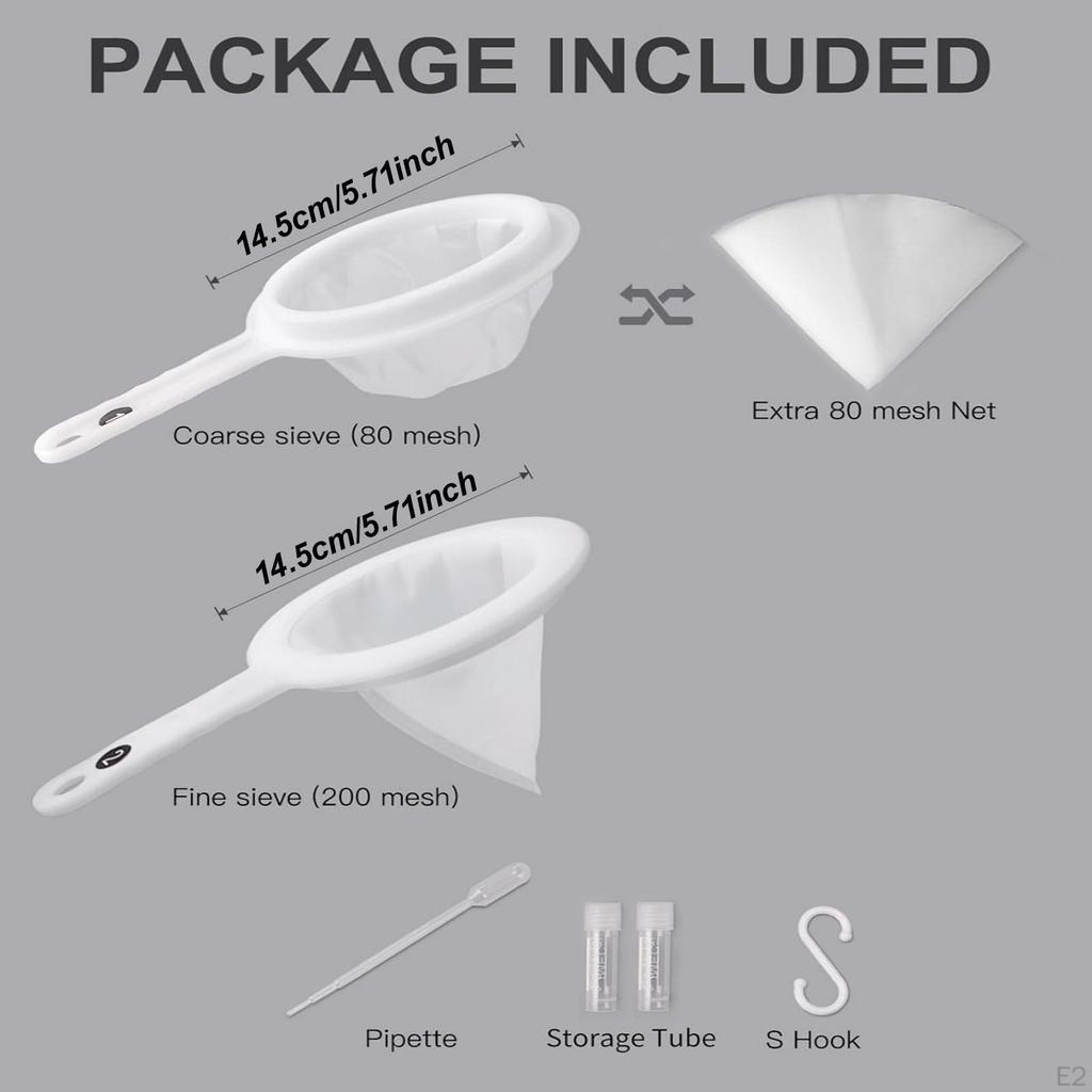 Baby Brine Shrimp Sieve 80 and 200 Mesh Kit Versatile Small Fish Aquarium Net with Pipettes