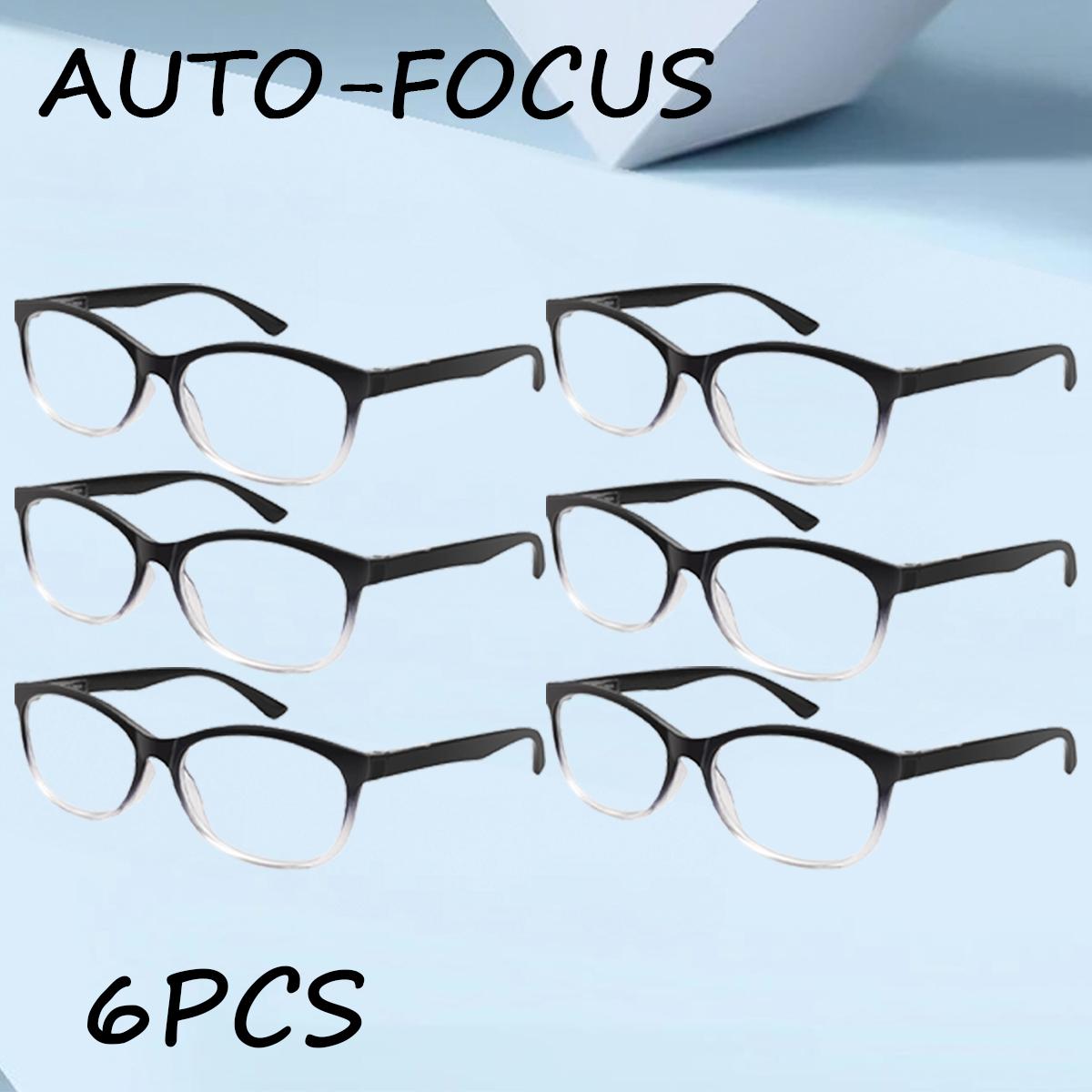 

6 шт. Очки для чтения с автофокусом, блокирующие синий свет, легкая поликарбонатная оправа, унисекс-дизайн