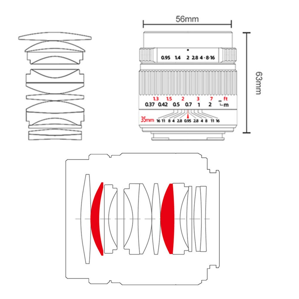 7artisans 35mm interchangeable camera large for Fujifilm cameras f0.95 lens, APS-C wide-angle lens, aperture, X-A1, X-A10, X-A2, X-A3, X-A5, X-A7,