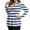 Women's Plus Size Shirt Long Sleeve  Print Top Pleated Casual V-Neck Top