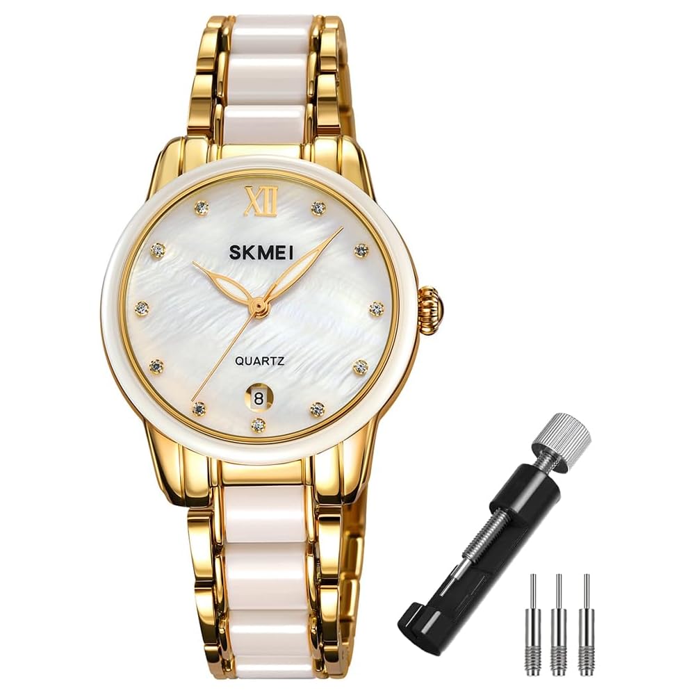 Elegant Women s Ceramic Watch White Simple Waterproof Stainless Steel Business Gift for Her