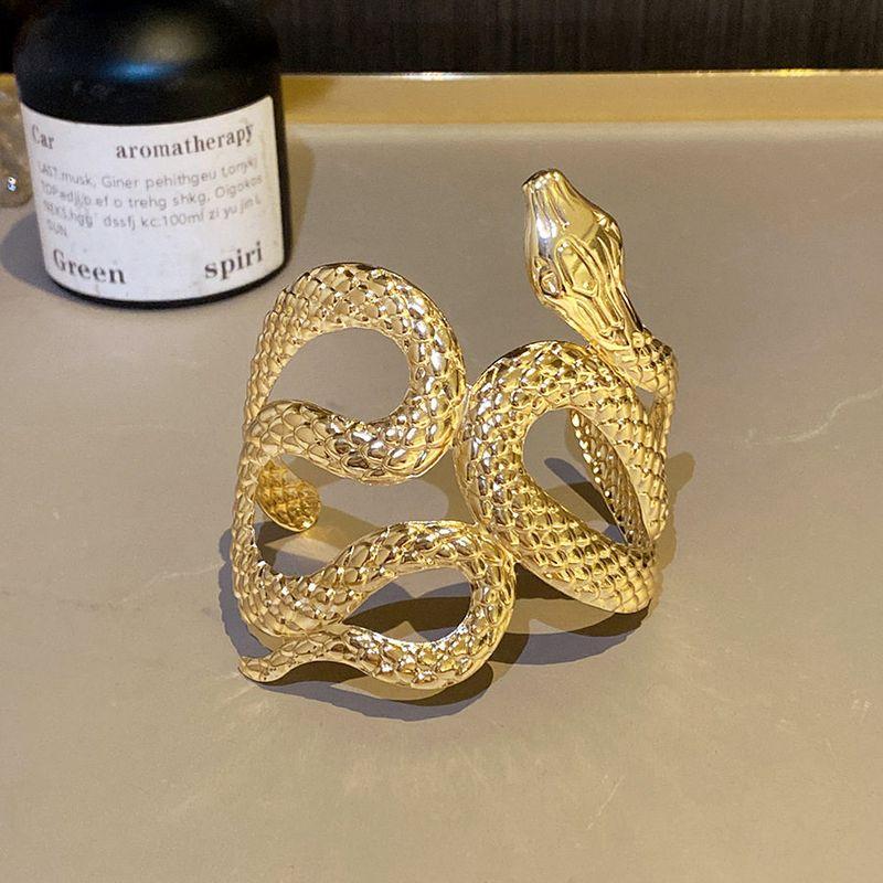 Exaggerated Gold Arm Bracelet with Exotic Style for Travel Photography, Trendy and Cool Bracelet, Vacation Style Metal Accessory
