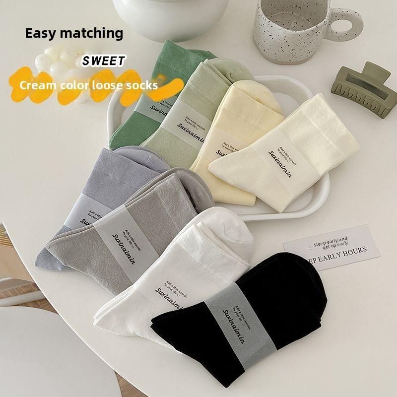 3 Pairs of Female Spring and Summer Thin Style Sweat Absorbing Breathable Everything In The Tube Pile Socks