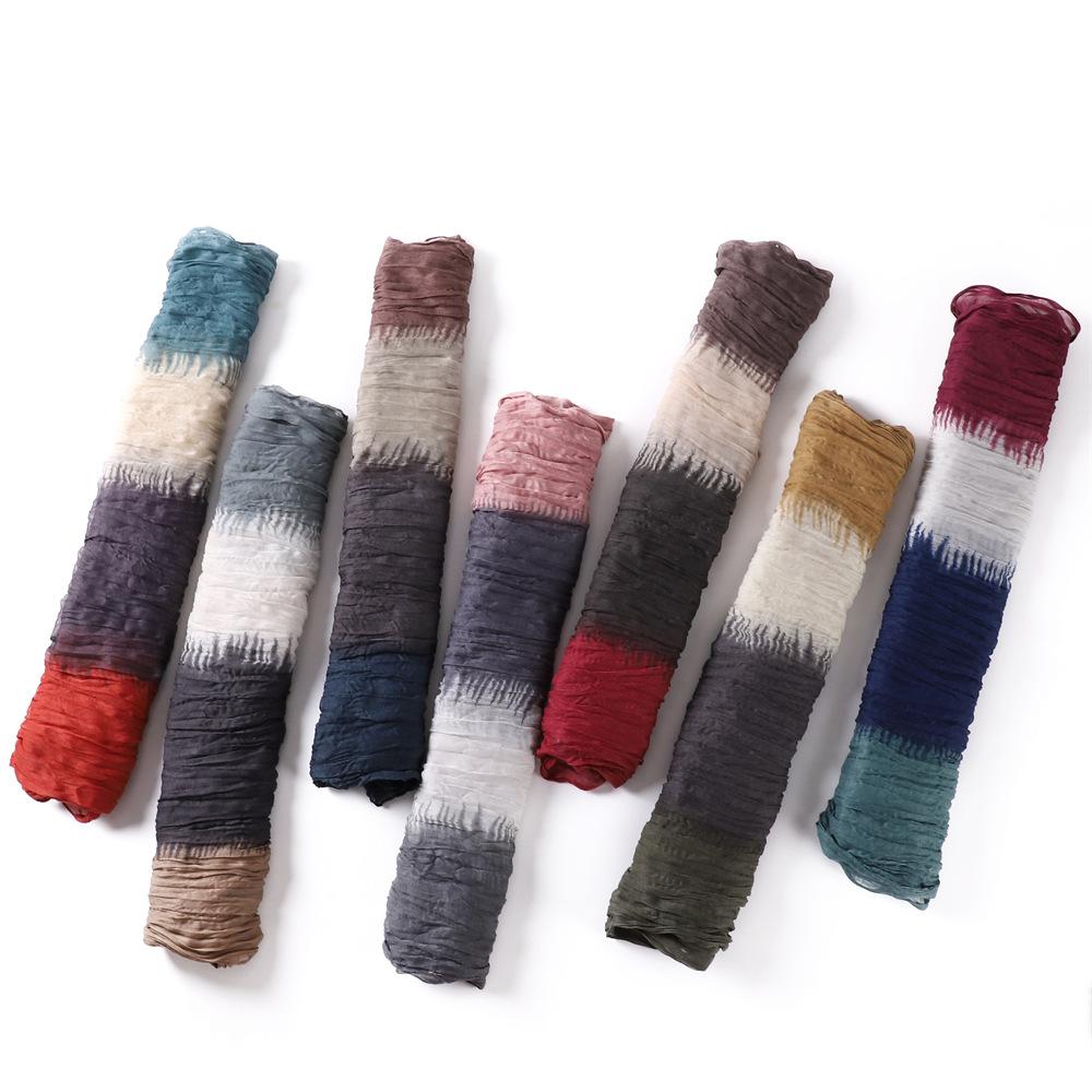 Gradient Voile Crumpled Scarves New Women Scarf Girls Soft Sunscreen Outdoor Breathable Thin Shawl Summer Female Wrap Shawls