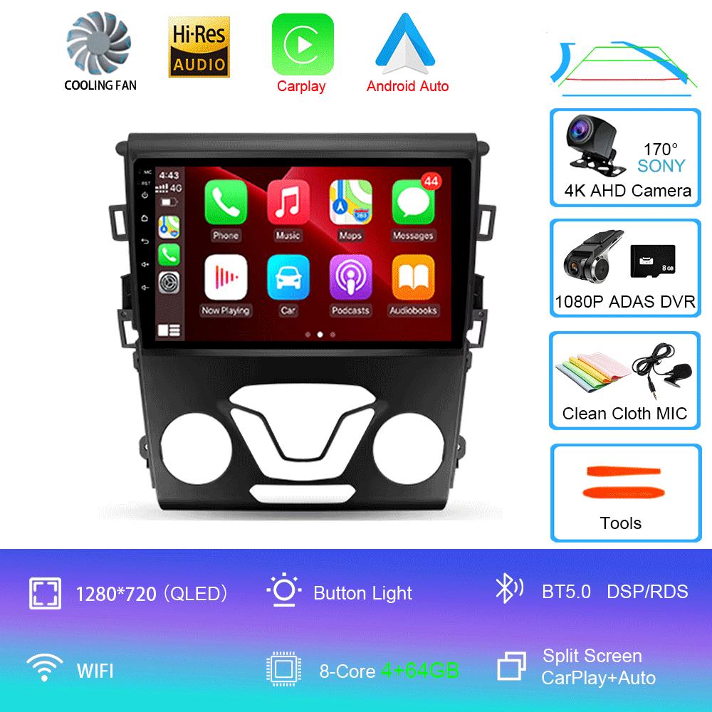 Car Radio Android 14 Carplay Auto 4G WIFI GPS For Ford Mondeo 5 Fusion 2012-2019 Multimedia Player Video Stereo Head Unit 2din