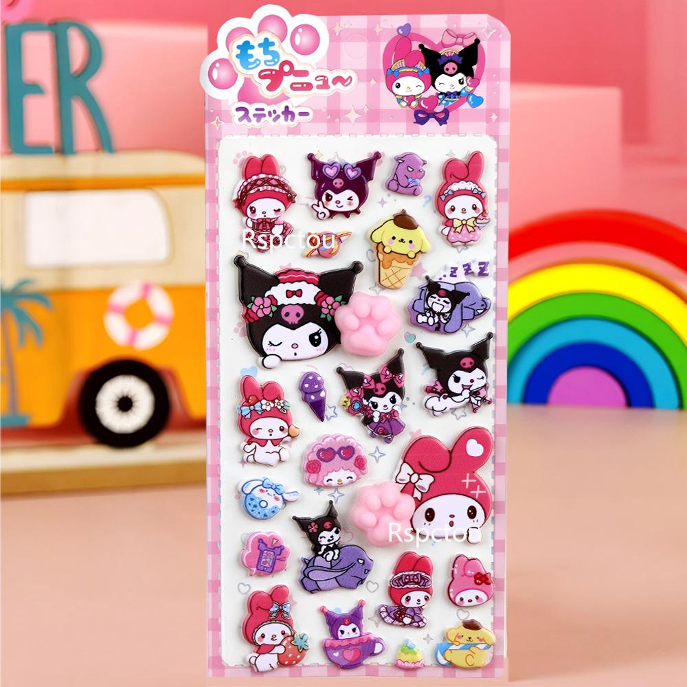 3D Kawaii Happy Sanrio Buttocks Stickers Cartoon Soft Decompression Bubble Sticker Phone Case Decoration Decals Toys Gifts