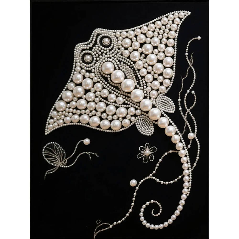 Crystal Pearl Painting 5D DIY Frame Decoration Painting Fish Home Wall Decoration Transparent Pearl Gemstone Painting Picture Art Crafts