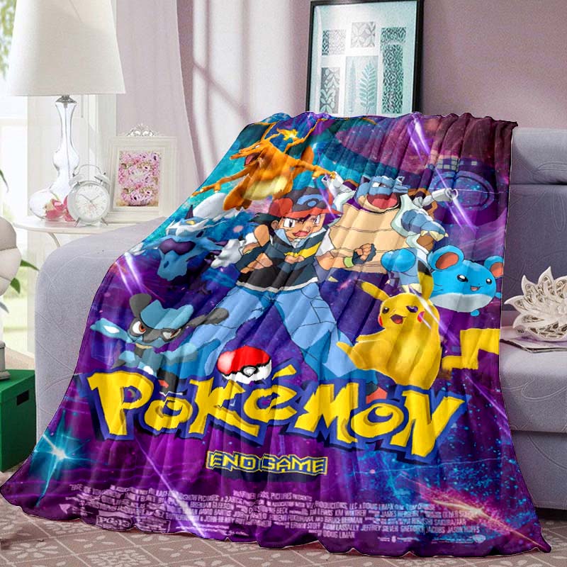 Pokémon Print Blanket Warm Comfortable Flannel Blanket for Bedrooms, Sofas, Beds, Chairs, Picnics, Travel -LXR37