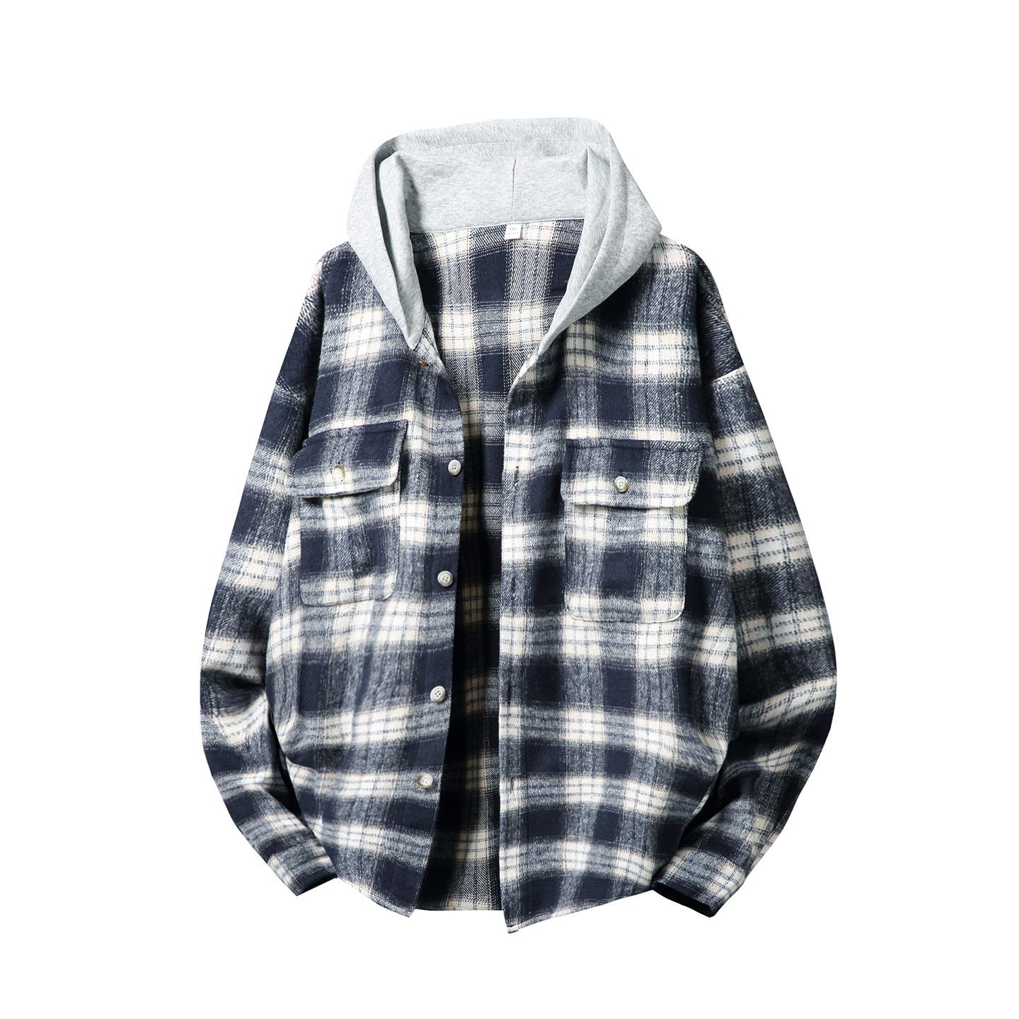 

Мужские худи, клетчатая рубашка-пальто, с длинным рукавом, фланелевые рубашки для мужчин, повседневные куртки на пуговицах с карманами XXL