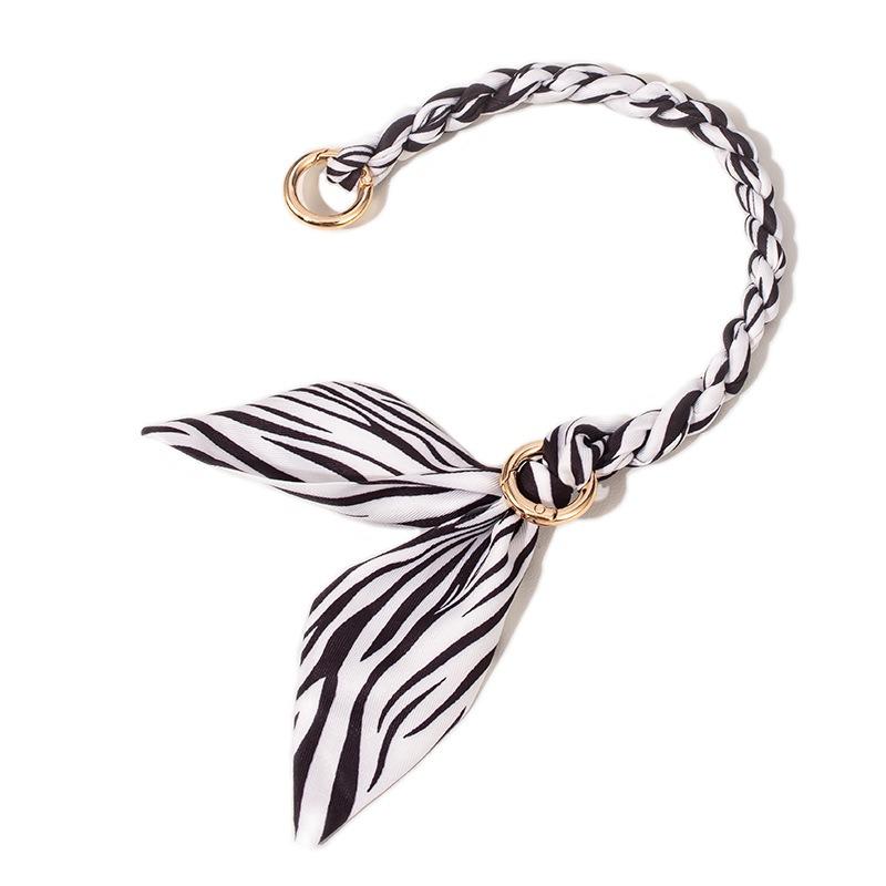 

Braided Scarf Strap for Bags, Decorative Silk Scarf Wrap with Chain for Handbag Shoulder Strap, Creative DIY Bag Accessory