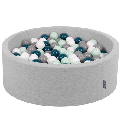 90x30cm/300 Balls Balls 7cm / 2.75in Baby Foam Ball Pit Made In Eu, Light Grey:dark Turquoise/grey/white/mint