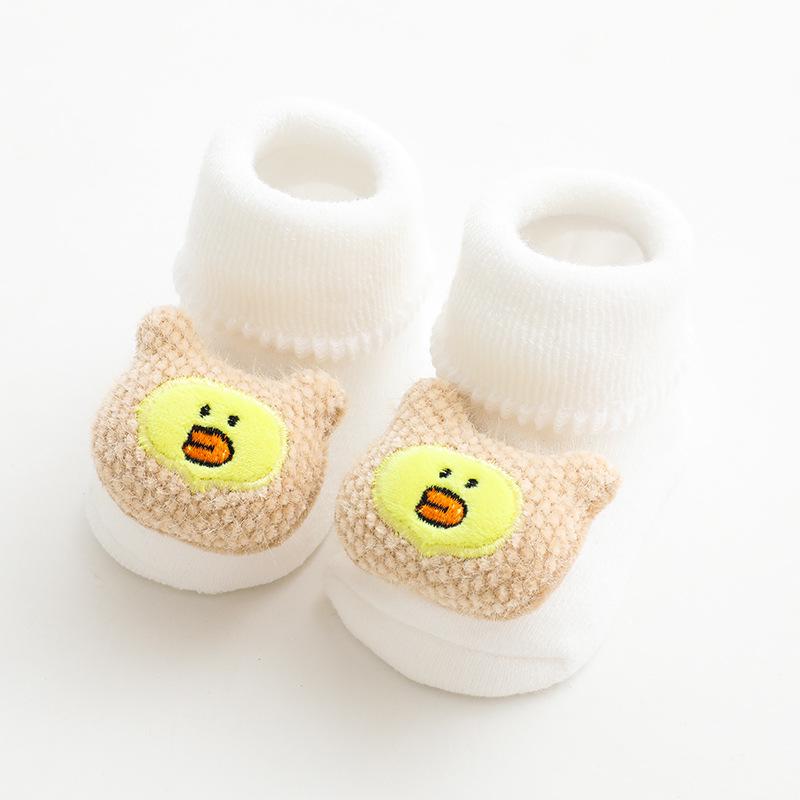 Warm Winter Terry Baby Socks: Cute Non-Slip Mid-Calf Cartoon Design