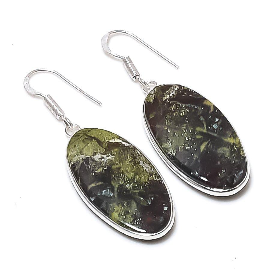 Natural Dragon Blood Gemstone 925 Sterling Silver Jewelry Earring 2.01  AEE-11173