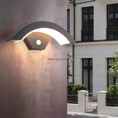 Designer IP65 Waterproof Outdoor Wall Lamp PIR Motion Sensor Light Garden Porch Frontdoor Black Aluminum Body