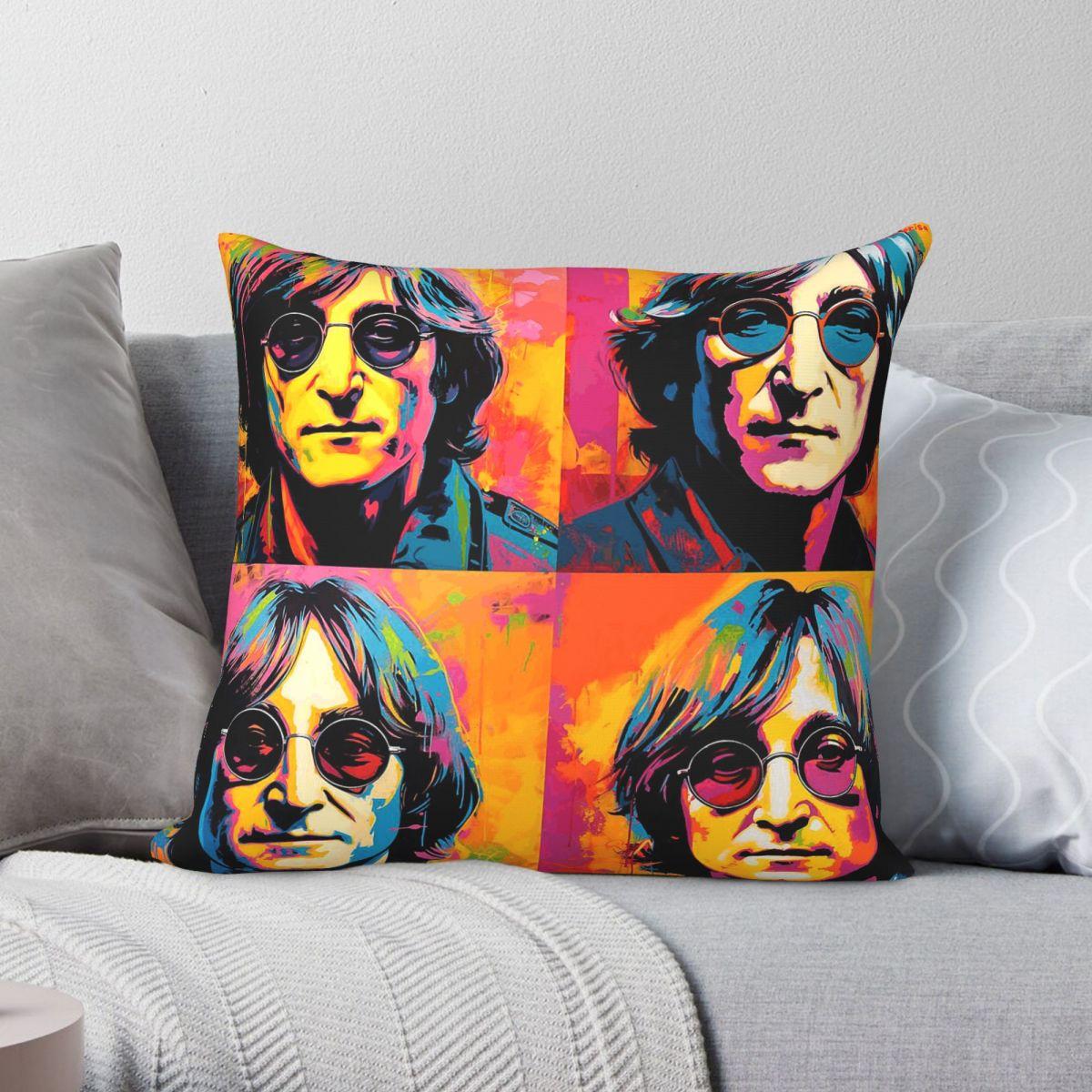 Exquisite Ornaments Unisex Portrait Of John Lennon Pillowcase Polyester Linen Velvet Creative Zip Decor Bed Cushion Cover 45X45