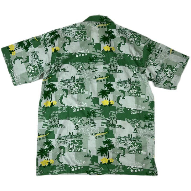 Men's Summer Pure Cotton Loose Large Size Shirt Hainan Seaside Vacation Retro Casual Couple Printed Short-Sleeved Shirt