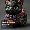 Cat Figurine with Jack-O'-Lantern Playful Pumpkin Decoration Gothic for Desks
