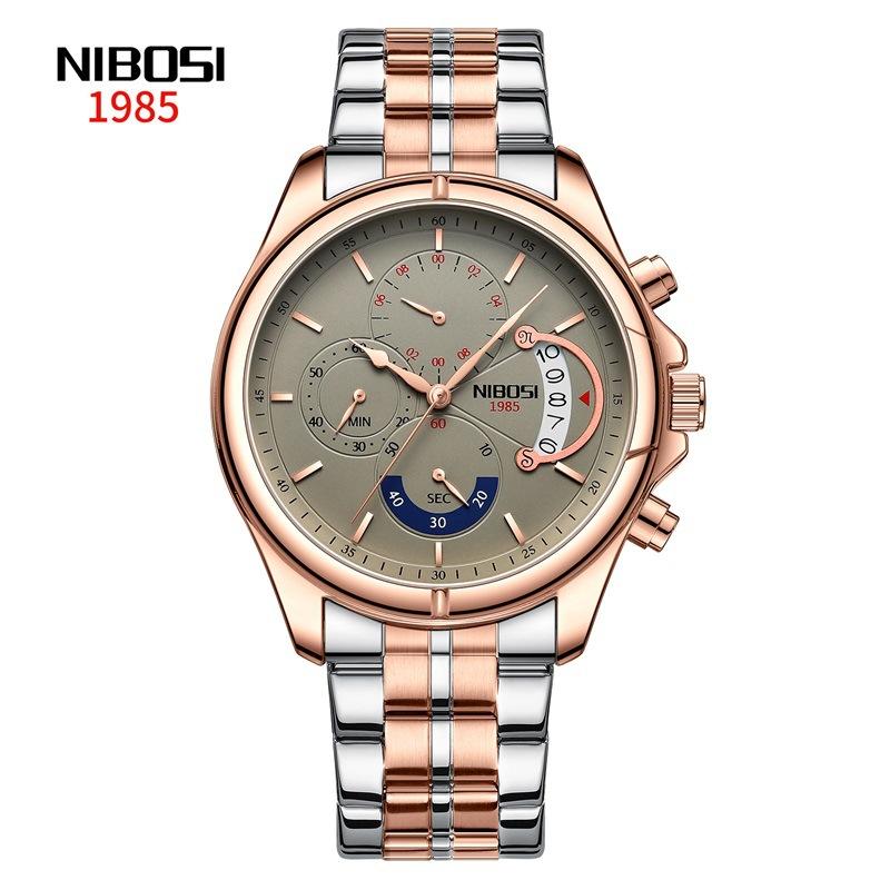 Fashion Brand Waterproof Business Watch, Stainless Steel With Three Eyes And Six Needles Watch Men'S Watch