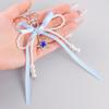 Versatile Multi-Color Webbing Faux Pearl Bow Rhinestone Star Keychain Charm