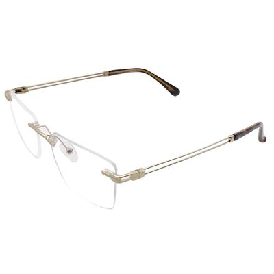 RSINC Unisex Rimless Metal Frame | Eyeglass | Spectacle | Optical for Men and Women, EA Gold Brown - 10896J 01 54-17-145 | BR 5 EA 10896J 01 BR 5