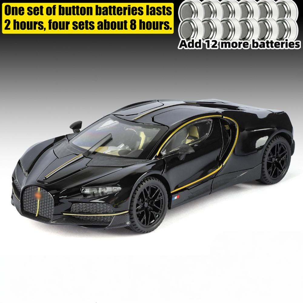 1:24 Tourbillon Supercar Toy Car Model Alloy Diecast Vehicle Miniature Sound & Light Pull Back Collection Gift Children Boy Kids
