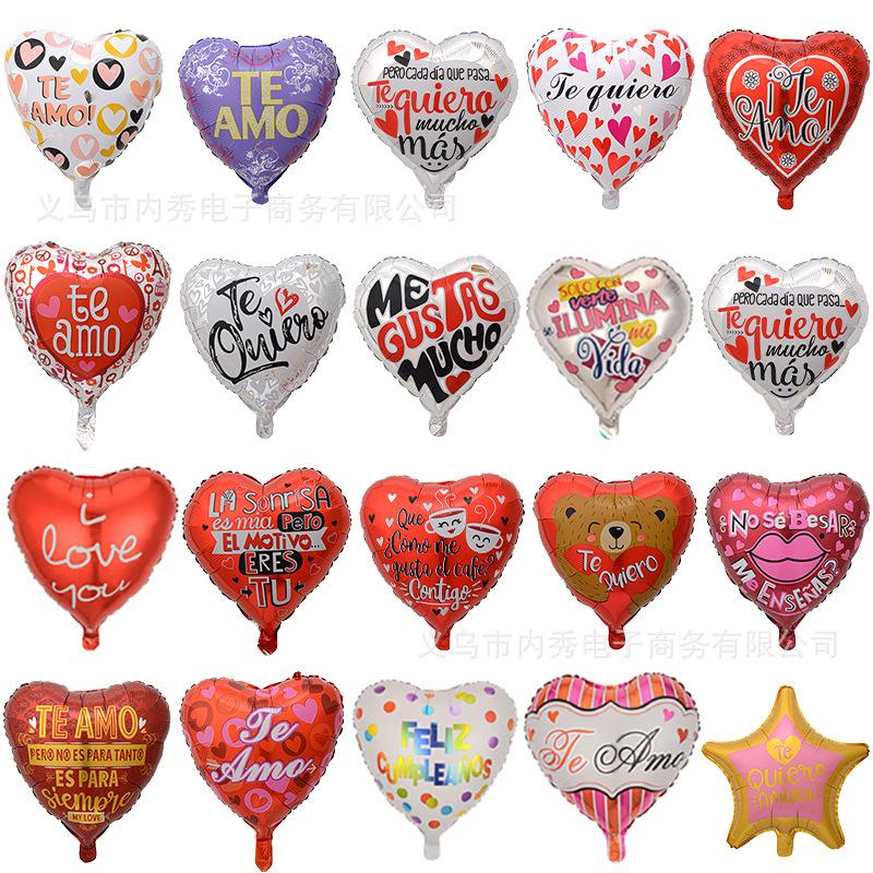 Spanish Balloon 18 Inch Valentine'S Day Love Balloon Spanish Heart-Shaped Aluminum Film Balloon Decoration