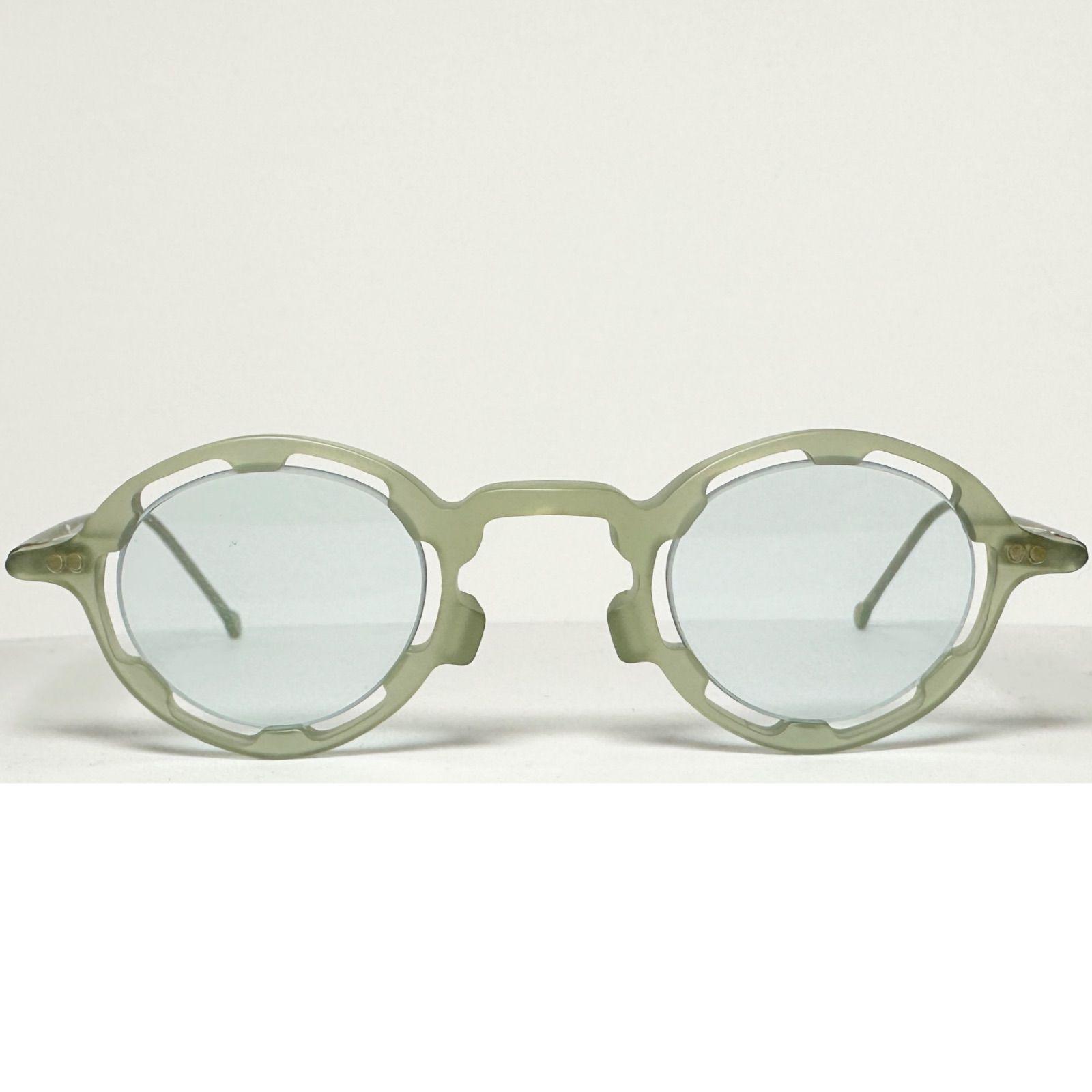 Used Vintage / Unused] 1990s L.A. Eyeworks Made in Italy US Brand Round Glasses Light Green / Vintage