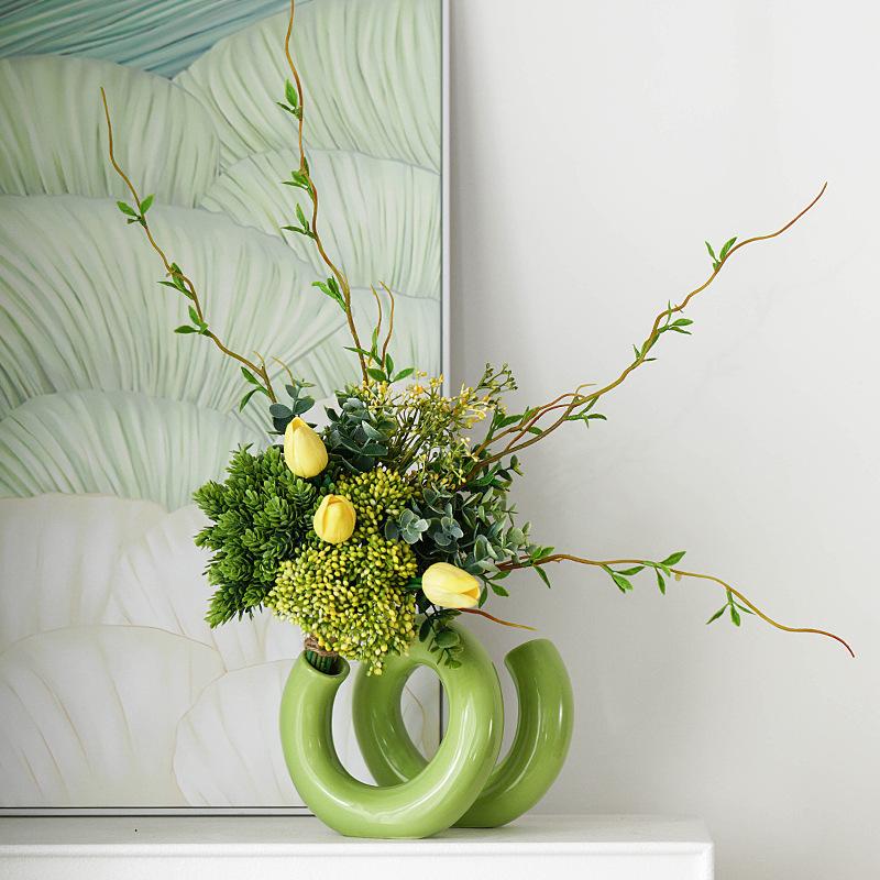 Nordic minimalist ceramic vase Black and white matte glazed hydroponic flower planter Creative Home Decors Ceramic Crafts