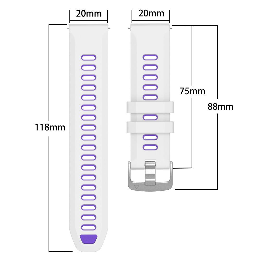 20 mm silikonklockarmband för Garmin Forerunner 170 70 570(42 mm) 645 245 165 158 55 Vivoactive 5, Mjukt Ersättningsarmband
