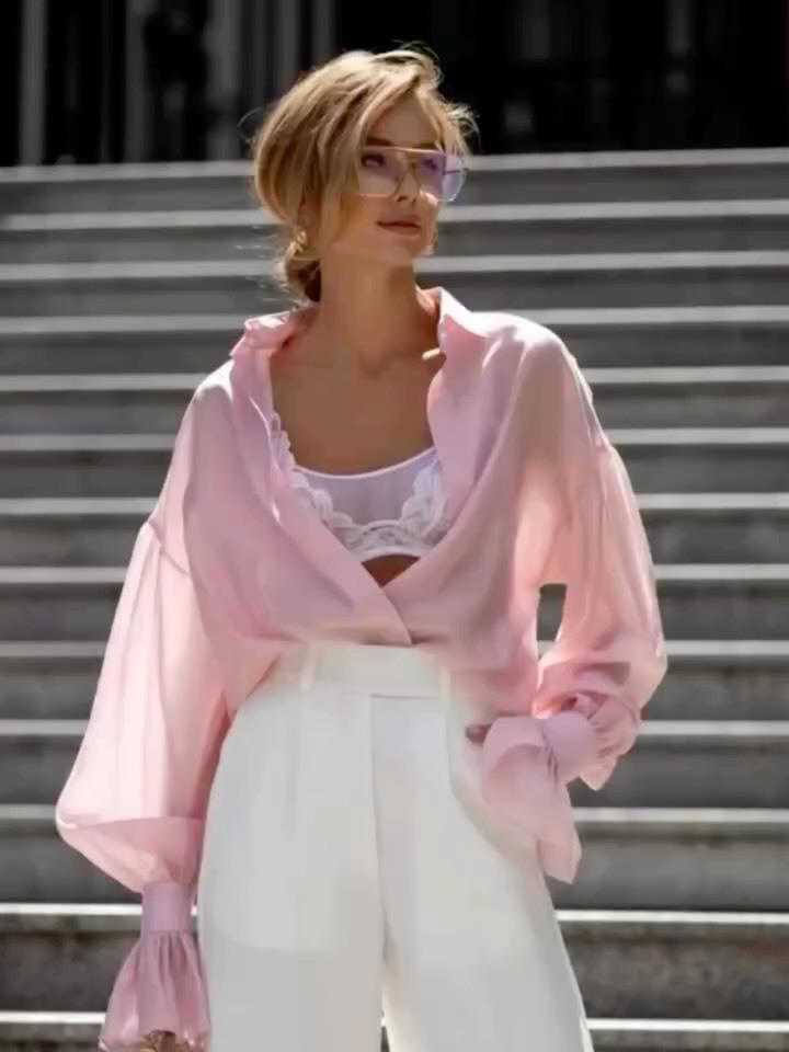 2025 European & American Women's Loose Lantern Sleeve Long Shirt