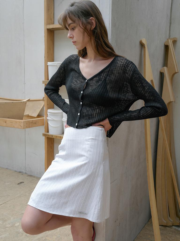 Elssibeui Diagonal Mini Skirt_Ivory
