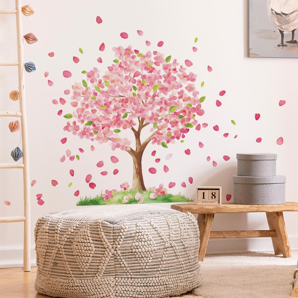 Branches Flowers Fallen Leaves Bedroom, Living Room Entrance Hall Home Background Beautification Wall Stickers