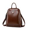 Leather Backpack Oil Wax Cowhide Backpack Women's Retro Schoolbag