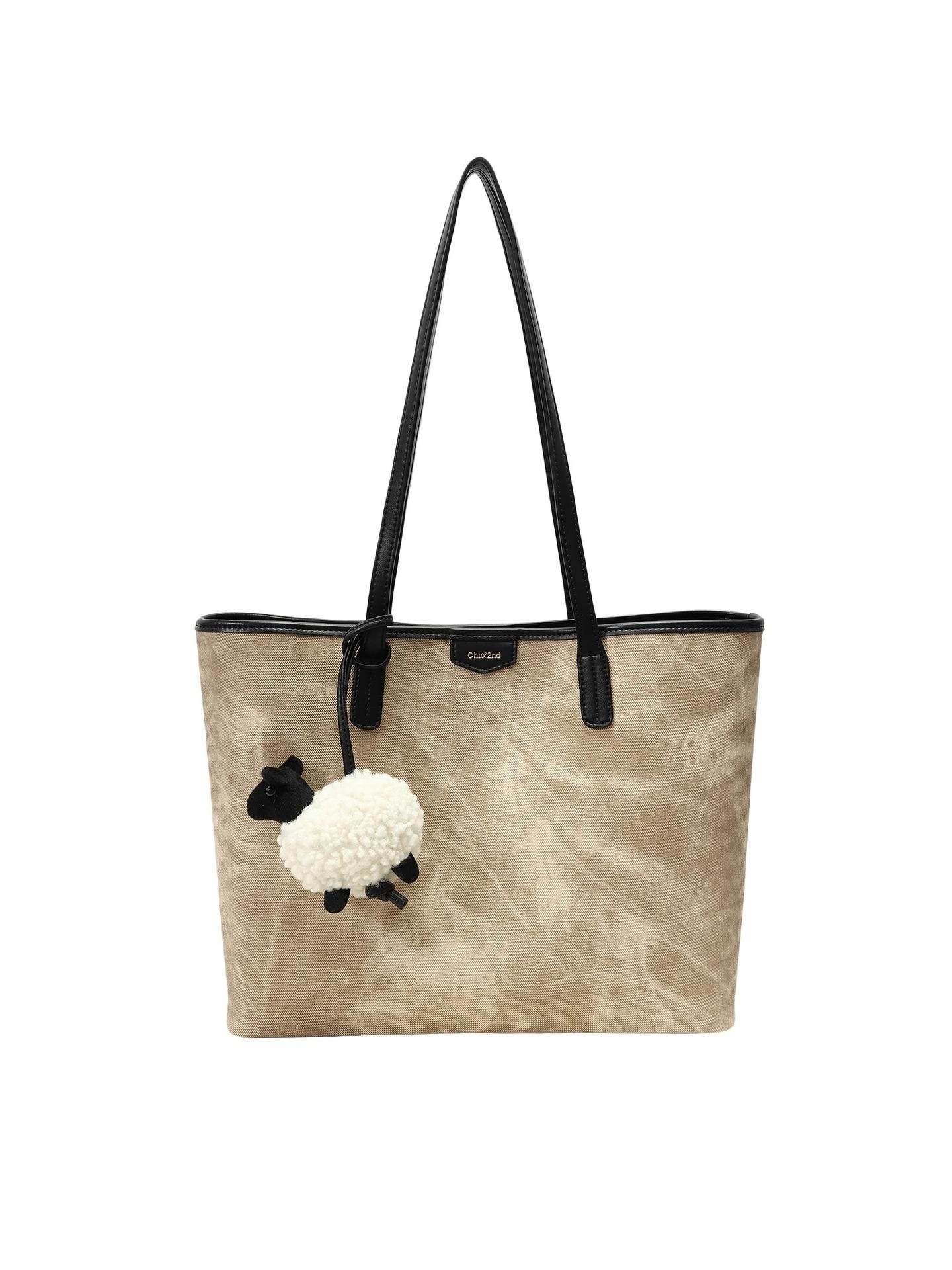 

Сумка-тоут Lamb Market для женщин 2024 года, новая сумка для поездок на работу и обратно, большая вместимость, сумка через плечо