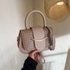 Fashionable Woven Pattern Small Square Bag For Women, Versatile Handbag, Niche Shoulder Crossbody Saddle Bag