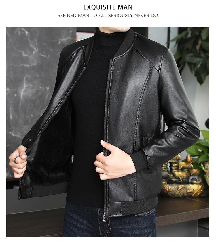 Men's Spring & Autumn PU Leather Baseball Collar Jacket - Fashionable, Casual, Versatile