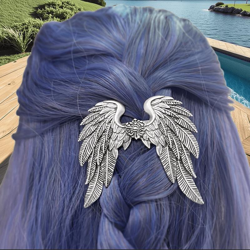 1/2Pcs Women'S Braid Hair Accessories Vintage Silver Angel Wings Hair Clip Ethnic Style Hair Decorations Zinc Alloy Hairpins