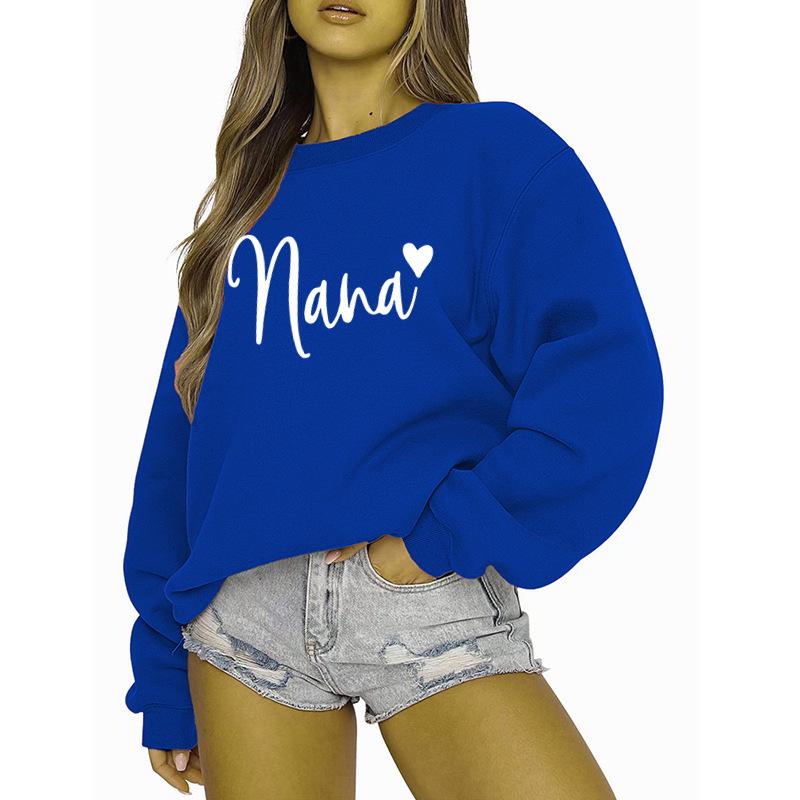 Women's Round Neck Heart Print Casual Hoodie