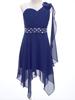 Girls One Shoulder Sleeveless Flower Girl Dress Kids Ruched Applique Pageant Wedding Bridesmaid Dresses