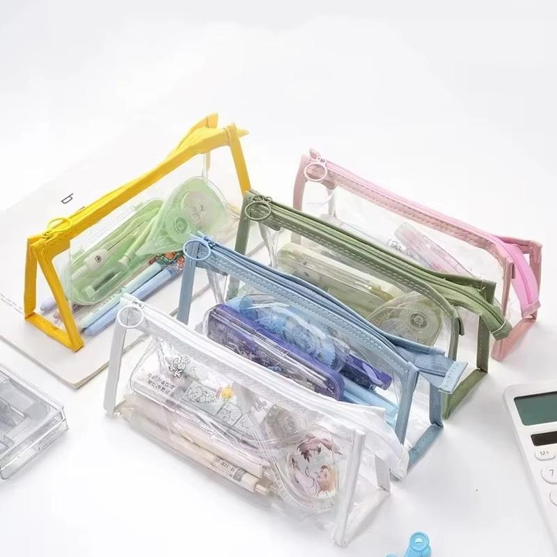 Transparent Soft Gel Pen Bag Clear Pen Case Waterproof Pencil Bag For Kids Office School Stationery Pencilcas Student Supplies