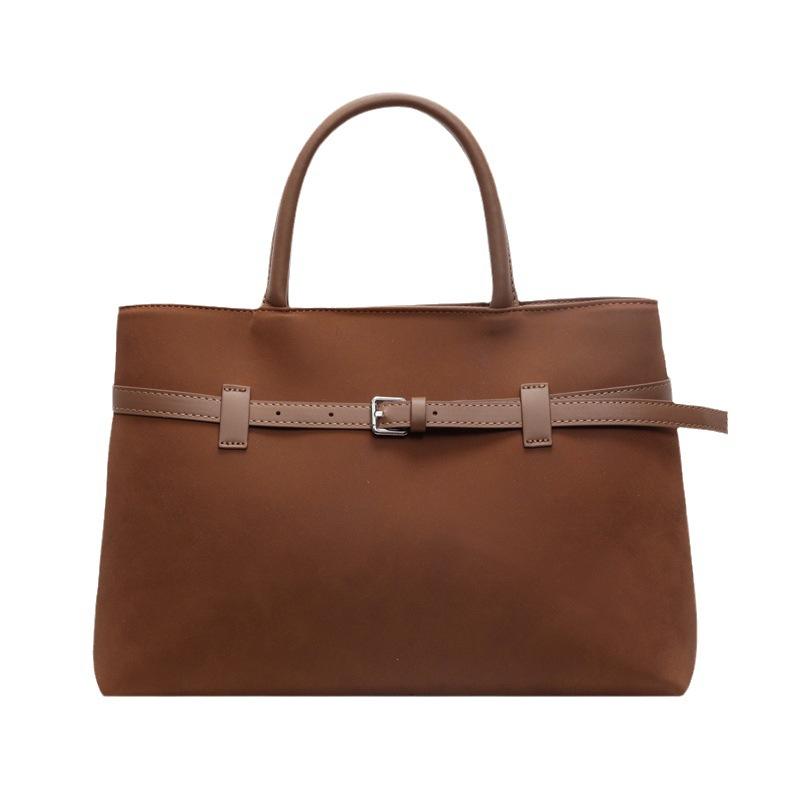 2025 Autumn and Winter New Fashionable Versatile Retro Matte Leather Top Holder Extra Large Capacity High-end Portable Shoulder Bag