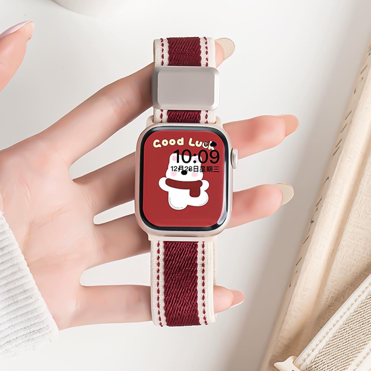 

Stylish Nylon Magnetic Strap For Apple Watch 10 Ultra 9 8 7 Cute Band For iwatch 42mm 46mm 49mm 45 41 40 42 44 38 42-44-45-49-S10 46mm