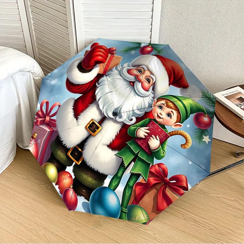 

1PC Santa Claus, Automatic 8-Bone Folding Umbrella - Durable Polyester & Iron Frame,Userfriendly Operation y250929122