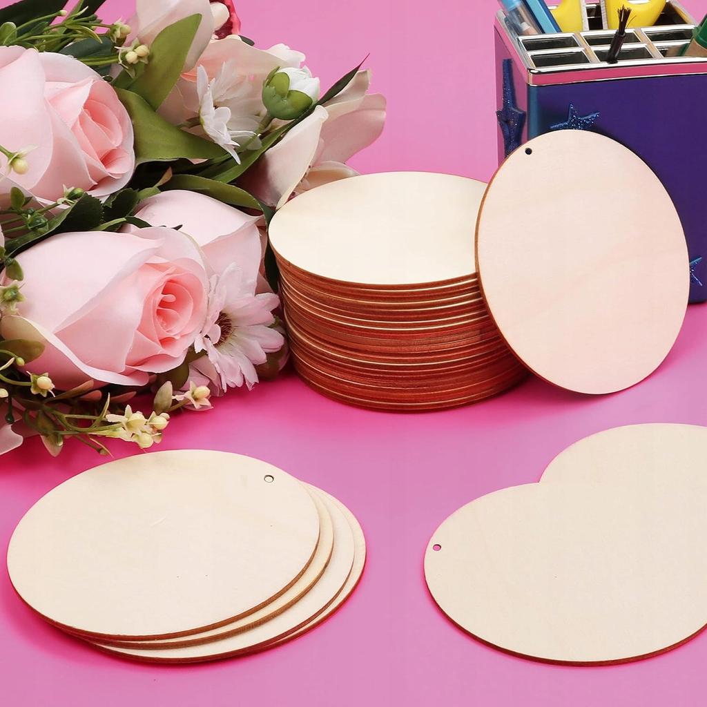 Wooden circle made of plywood with a hole 100 PCS Plywood for decorating a circle 8 cm