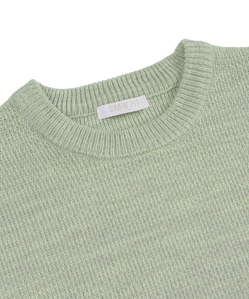 DRAW FIT Oversized Mixed Pullover Knit [Sage Green]
