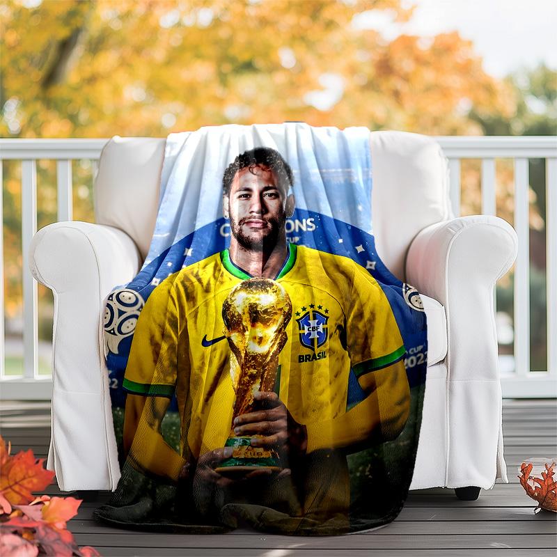 1pc Neymar1 Theme Blanket - Digital Print, Polyester, Cozy for All Seasons, Perfect for Outdoor, and Travel